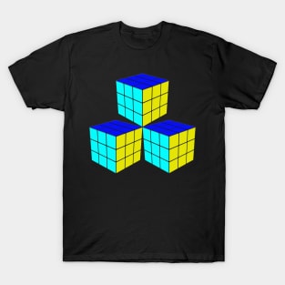 Three Rubik Cubes in a Triangle - Original Colors T-Shirt